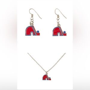 Quebec Nordiques Earrings and Necklace Set - Brand New - NHL Licensed